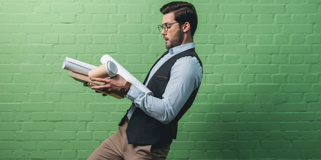 A man carries papers