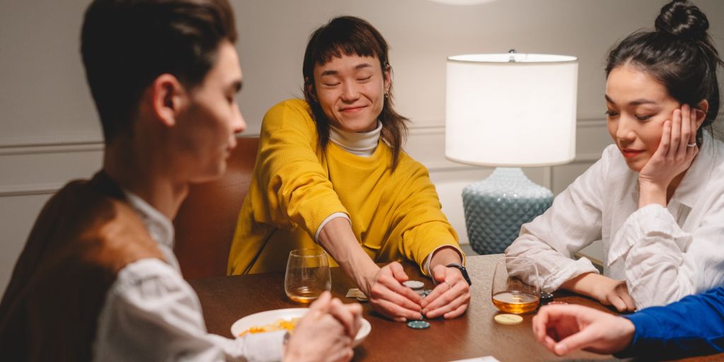 The girl earned bragging rights after winning the card game
