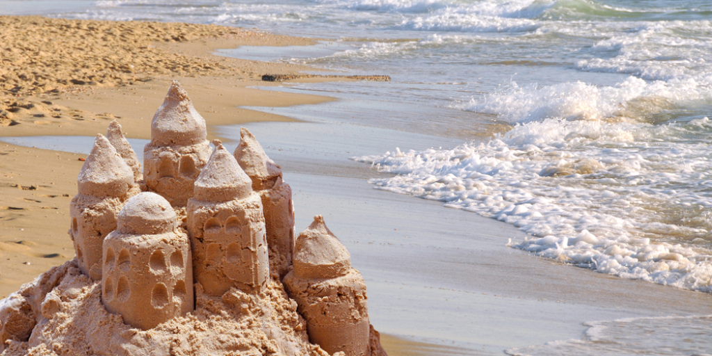 A sandcastle on the beach