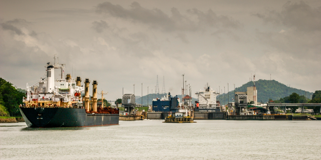 Ships waiting to enter the Panama Canal