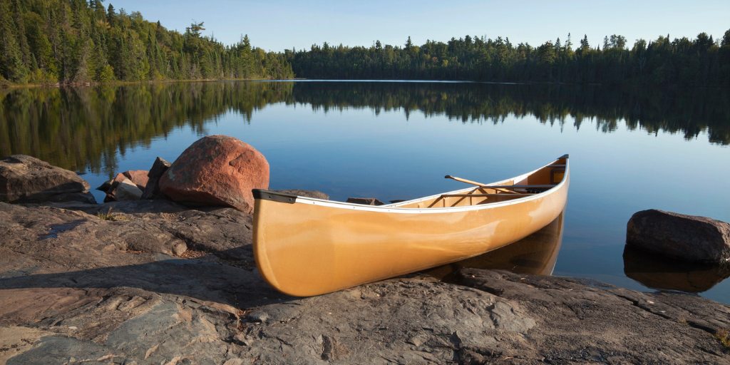 A canoe on a lake